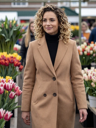 Eva, 32, Dutch woman from Leiden with warm smile at a flower market
