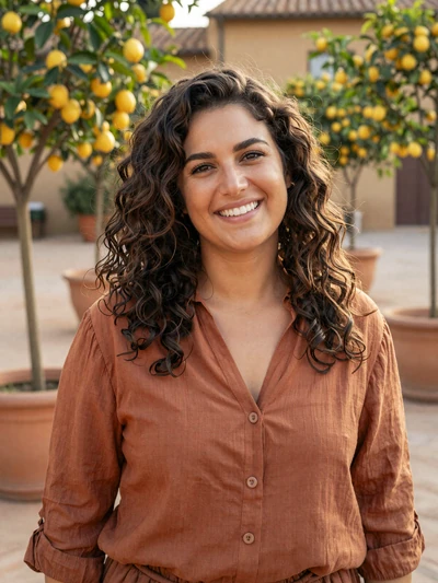 Elena, 30, verified Italian woman in a Tuscan courtyard open to meeting American men