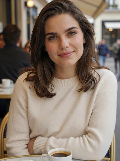 Camille, 29, French woman at a Parisian cafe seeking meaningful connection