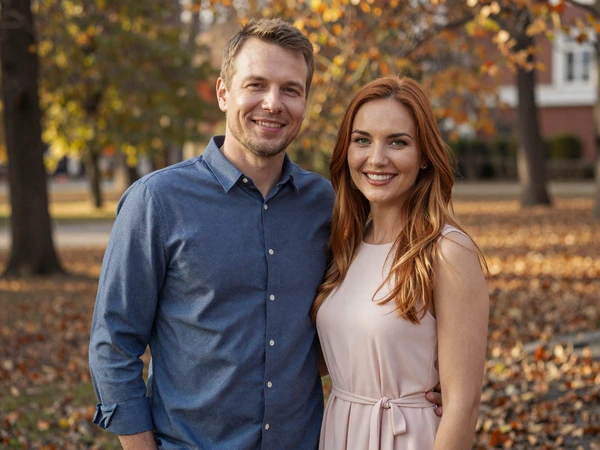 James and Ilze, an American-Latvian couple in a sunlit park