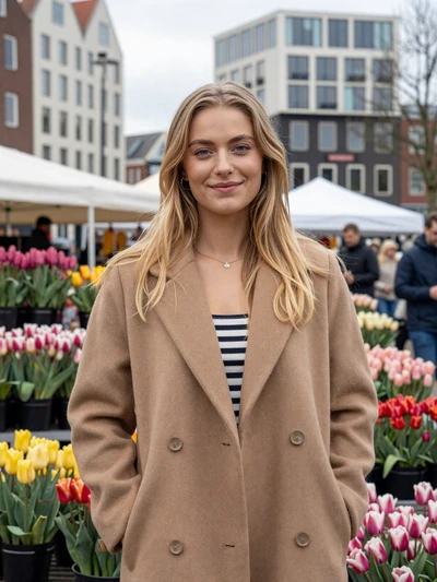 Danique, 26, Dutch woman with honey blonde hair at a Rotterdam market seeking a relationship