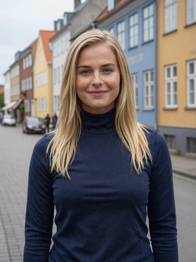Freja, 27, Danish woman on a Copenhagen street open to international dating
