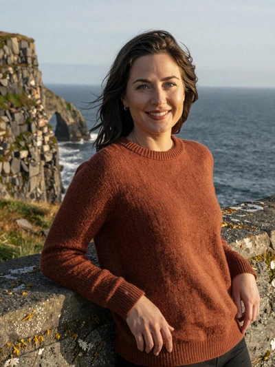 Siobhan, 30, Irish woman with dark hair on a Galway cliff walk seeking love